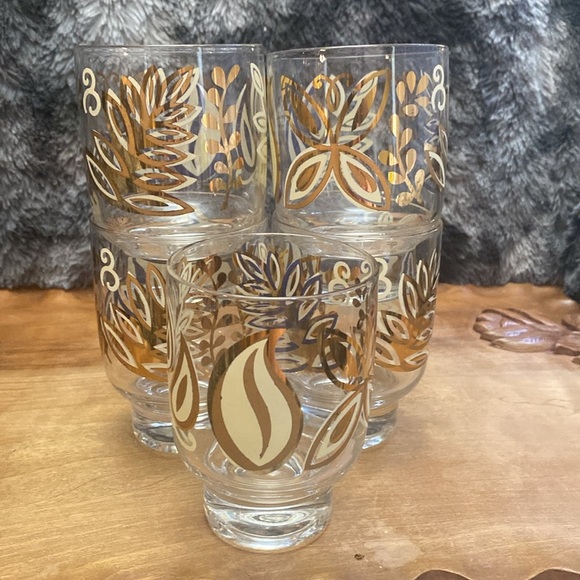 MCM gold butterfly glasses. Set of 5 - Picture 13 of 16